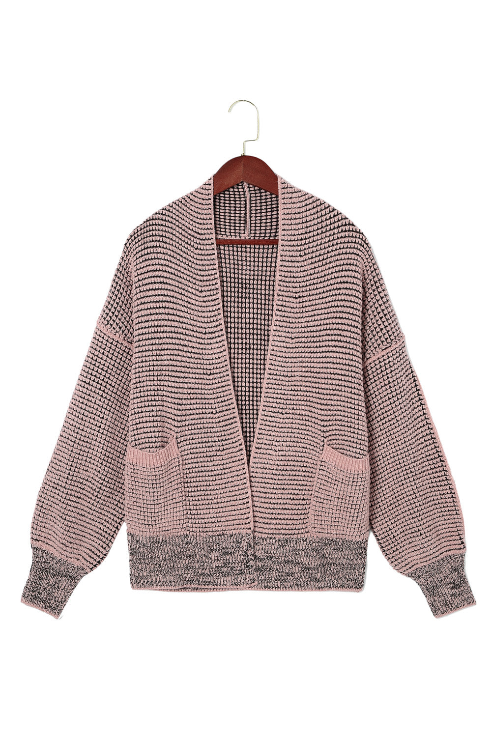 Red Chunky Waffle Knit Oversized Collar Cardigan