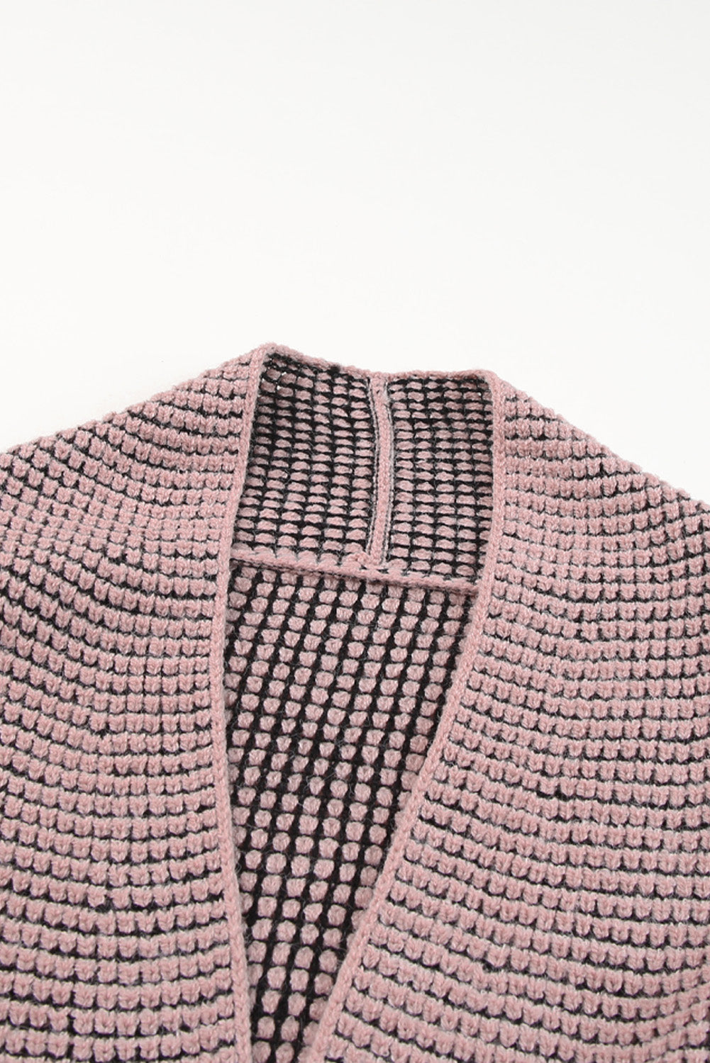 Red Chunky Waffle Knit Oversized Collar Cardigan