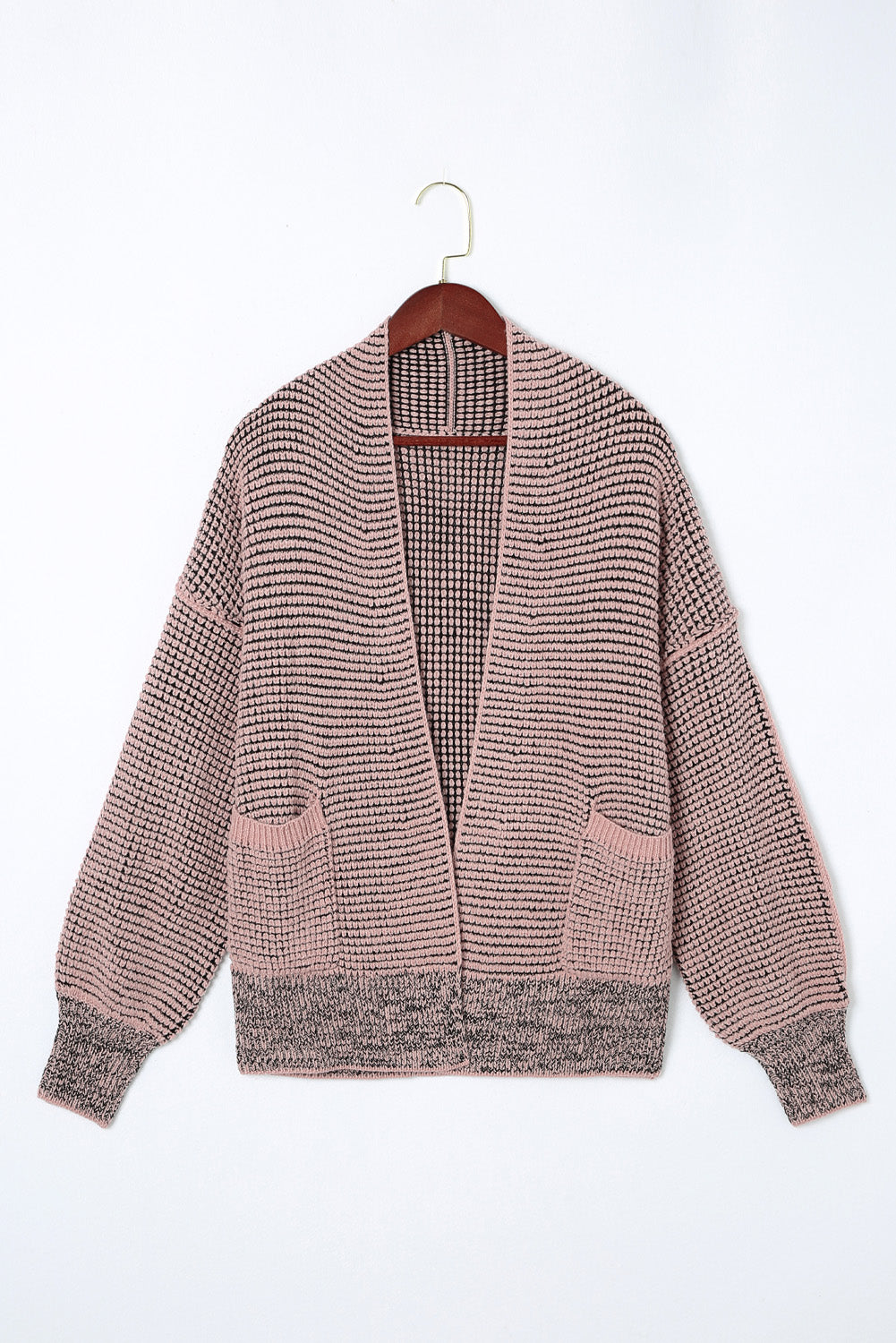 Red Chunky Waffle Knit Oversized Collar Cardigan