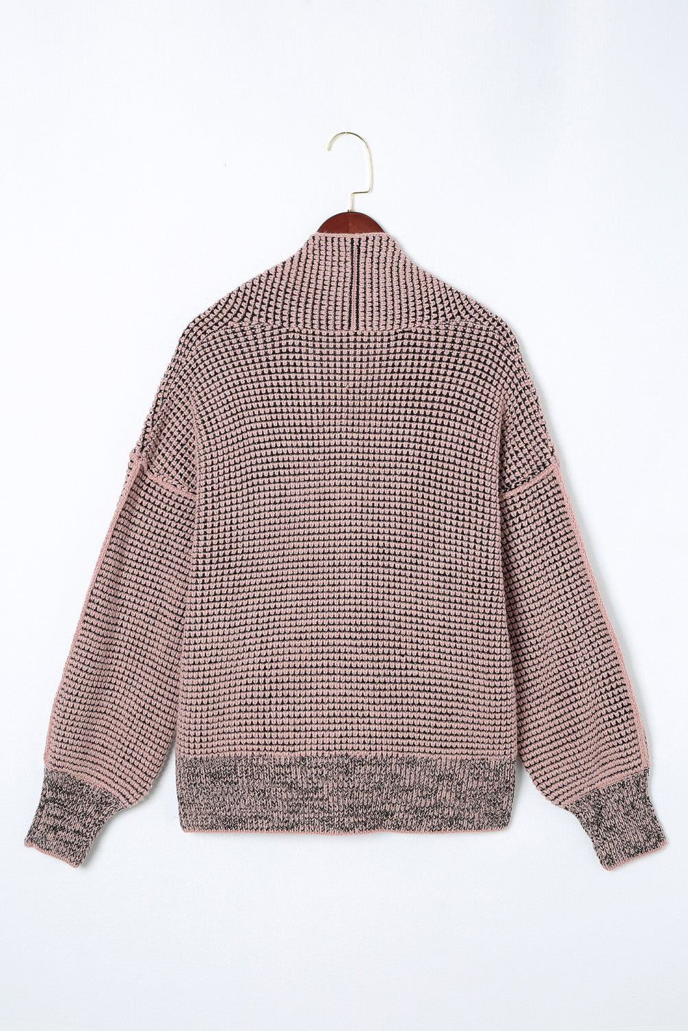 Red Chunky Waffle Knit Oversized Collar Cardigan