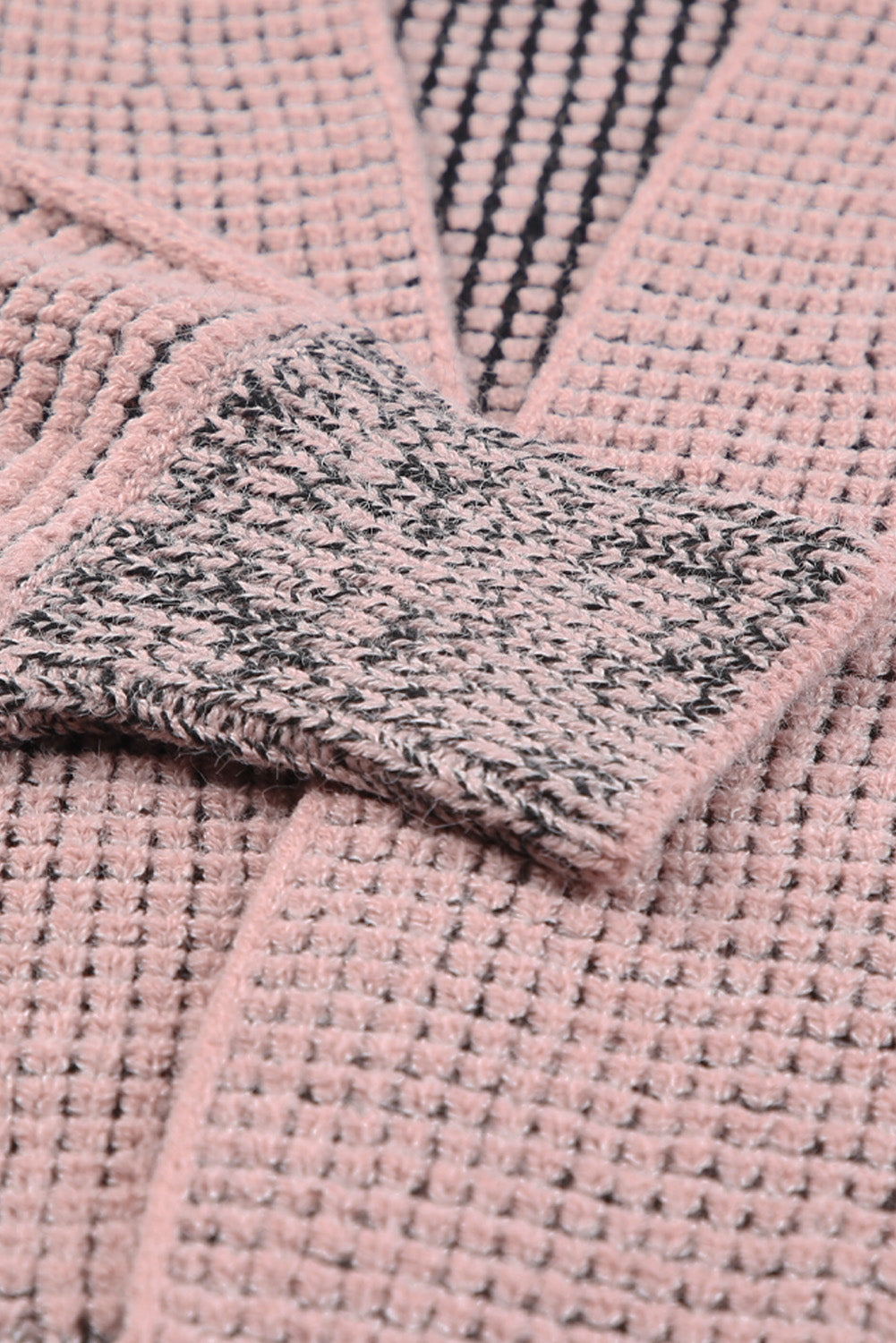 Red Chunky Waffle Knit Oversized Collar Cardigan