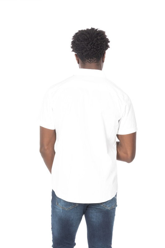 Solid Cotton White Short Sleeve Shirt