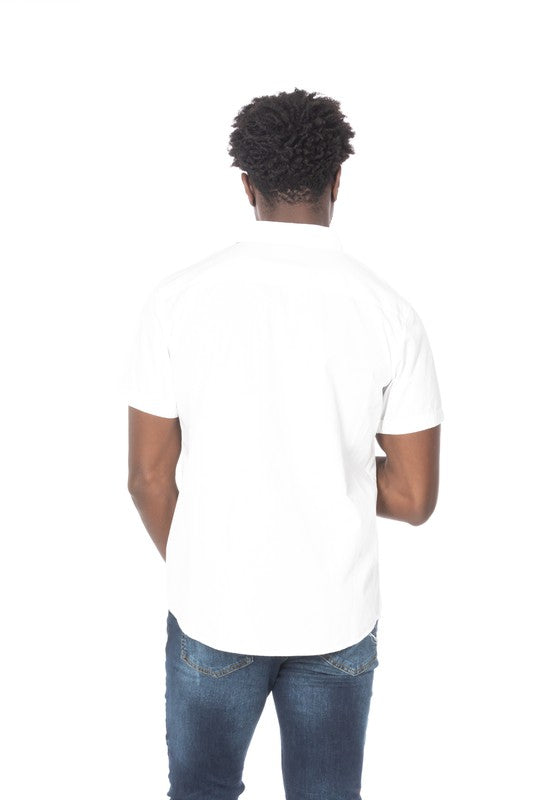 Solid Cotton White Short Sleeve Shirt