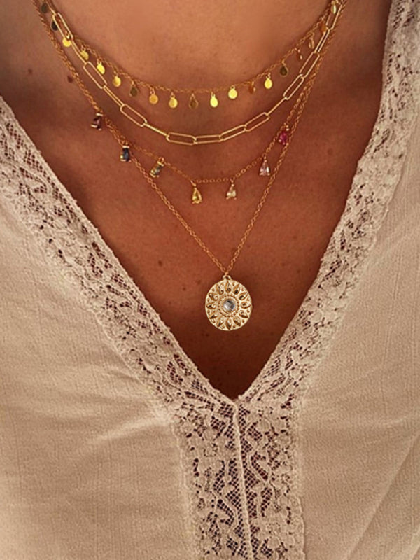 New geometric 4-layer necklace