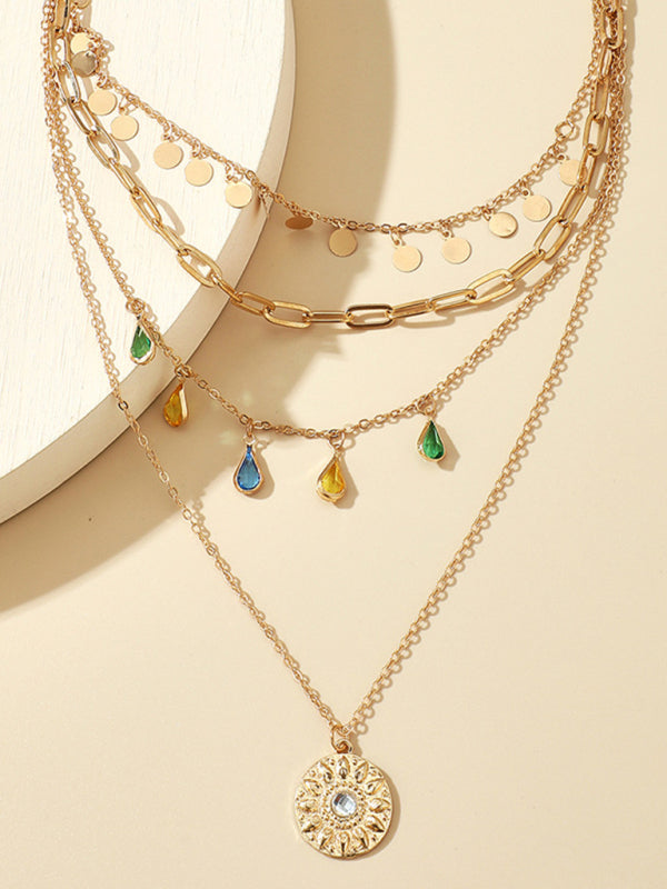 New geometric 4-layer necklace