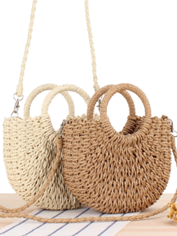 Half Round Straw Woven Bag