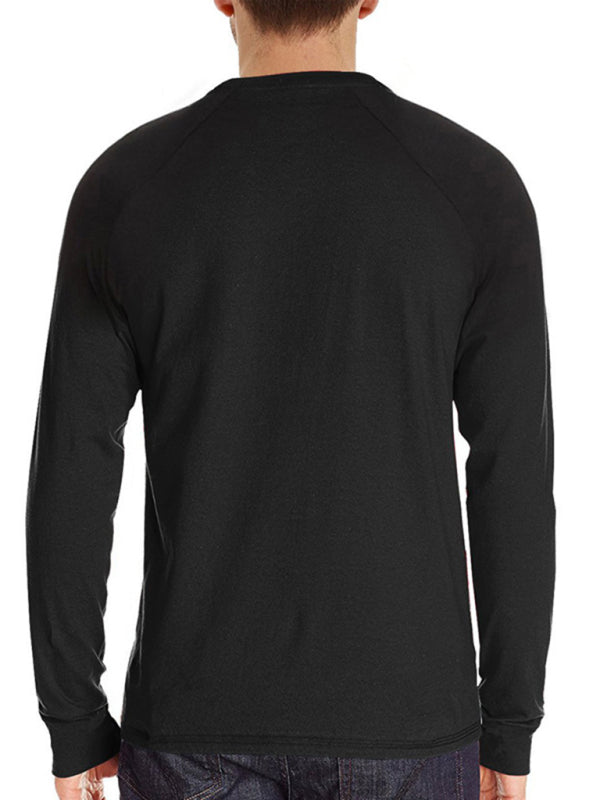 Men's Knitted Round Neck Button Long Sleeve Shirt