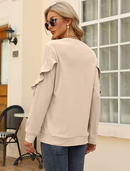 Round Neck Sweater Pleated Top