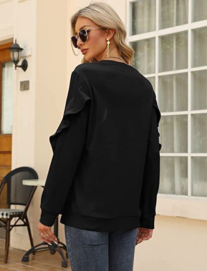 Round Neck Sweater Pleated Top