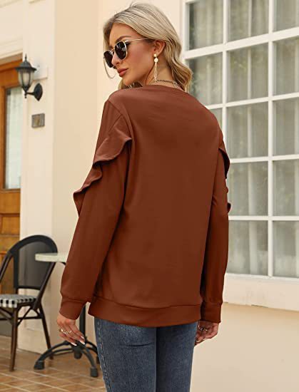 Round Neck Sweater Pleated Top