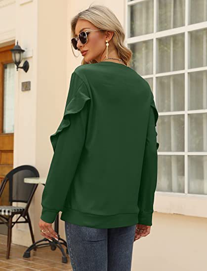 Round Neck Sweater Pleated Top