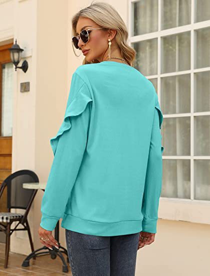 Round Neck Sweater Pleated Top