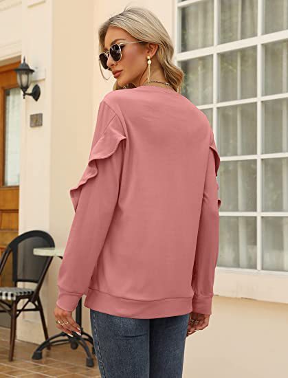 Round Neck Sweater Pleated Top