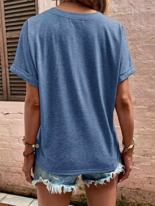 Casual button-up short-sleeve Top