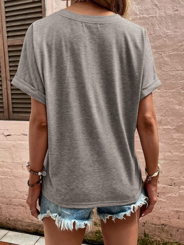 Casual button-up short-sleeve Top