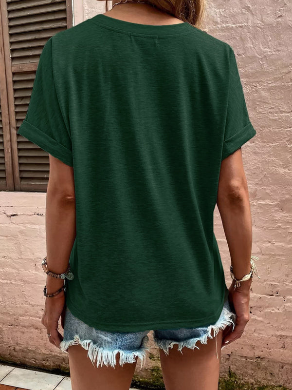 Casual button-up short-sleeve Top