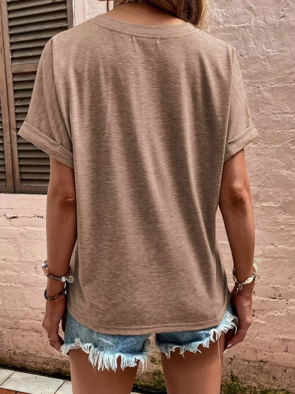 Casual button-up short-sleeve Top
