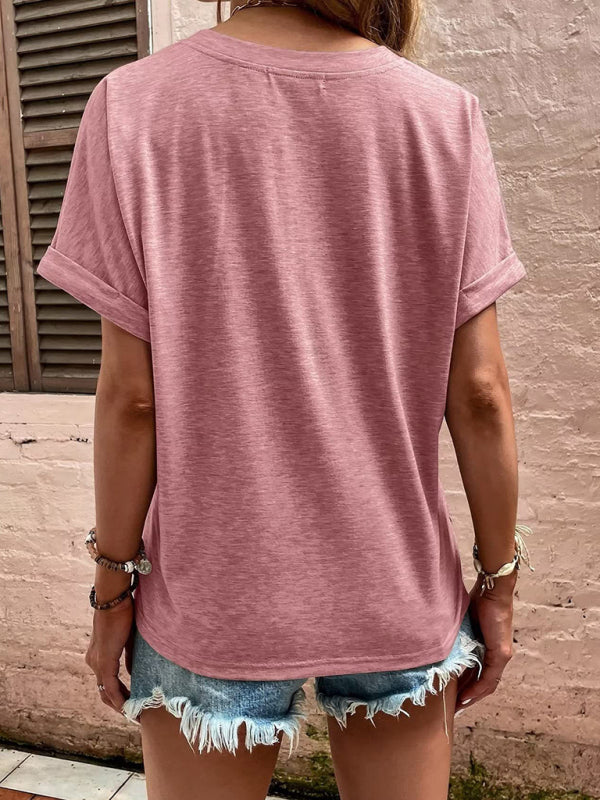 Casual button-up short-sleeve Top