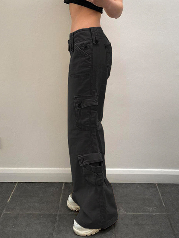 Women's Solid Color Curve Oversize Cargo Trousers