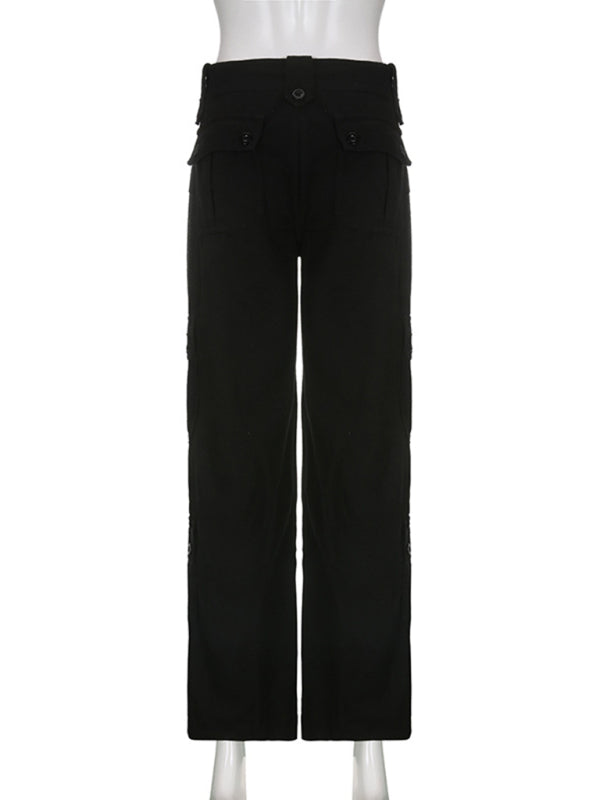 Women's Solid Color Curve Oversize Cargo Trousers