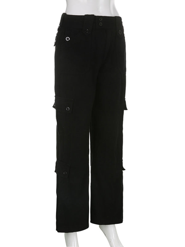 Women's Solid Color Curve Oversize Cargo Trousers