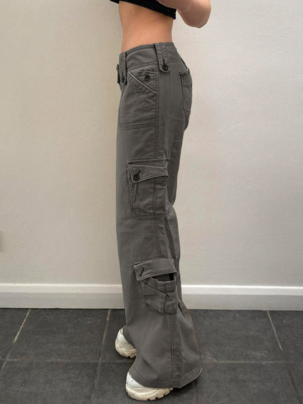 Women's Solid Color Curve Oversize Cargo Trousers