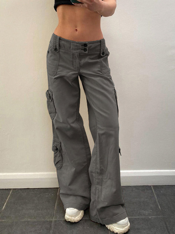 Women's Solid Color Curve Oversize Cargo Trousers