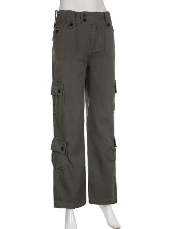 Women's Solid Color Curve Oversize Cargo Trousers