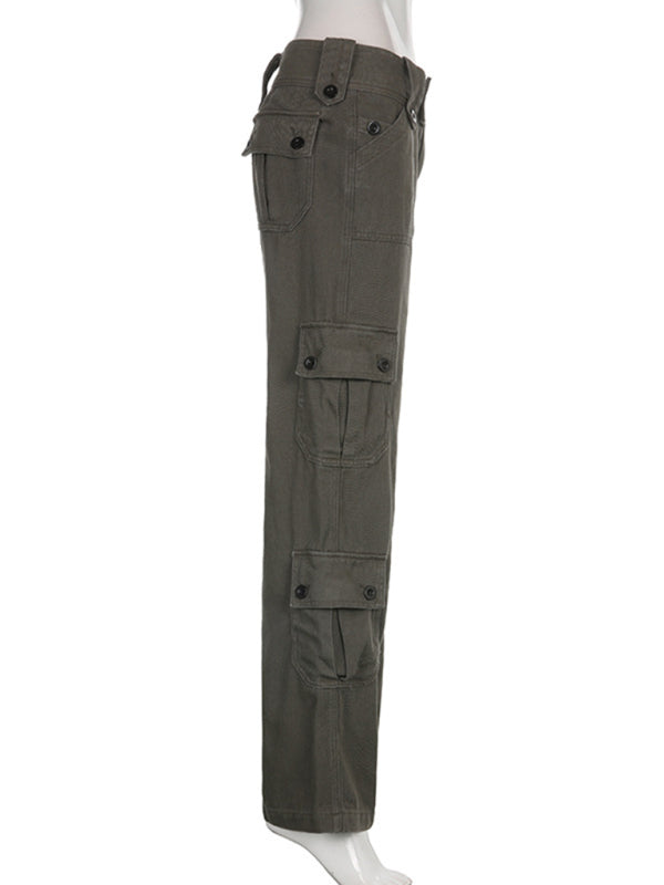 Women's Solid Color Curve Oversize Cargo Trousers
