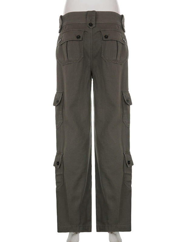 Women's Solid Color Curve Oversize Cargo Trousers