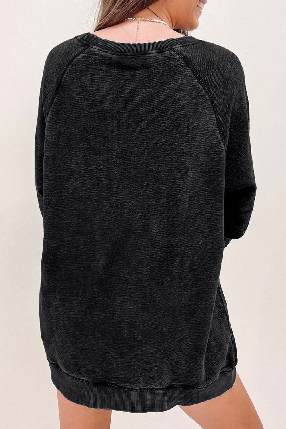 Black Mineral Wash Oversized Pullover Sweatshirt