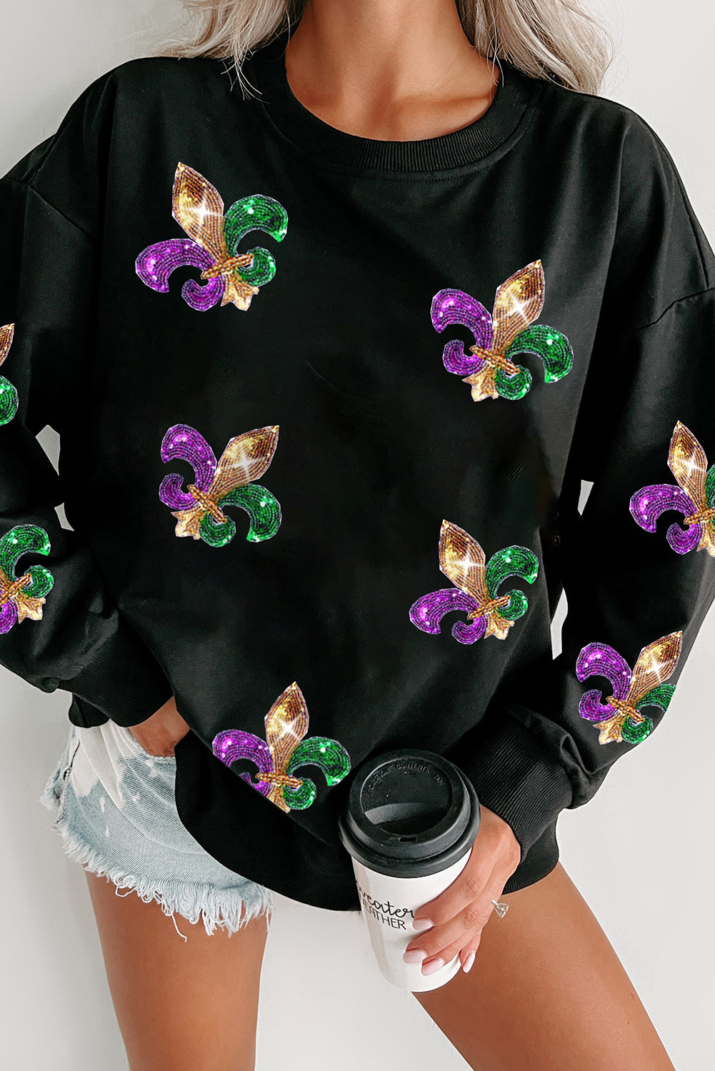 Sequin Carnival Graphic Pullover Sweatshirt