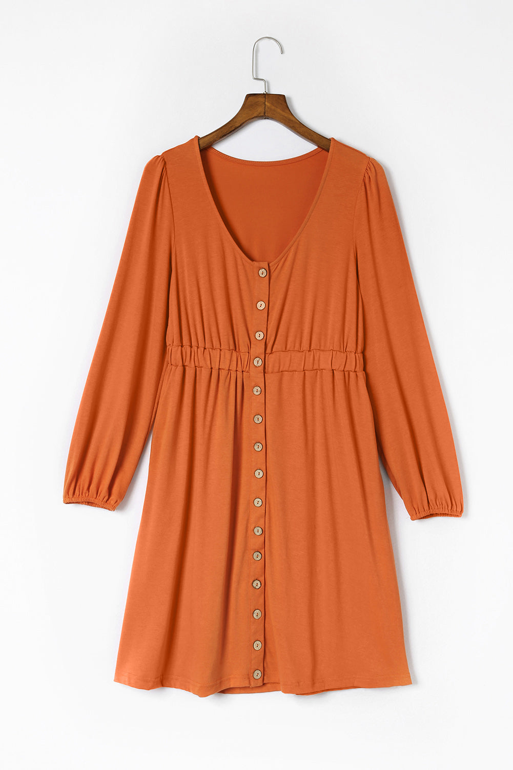 Button Up High Waist Long Sleeve Dress