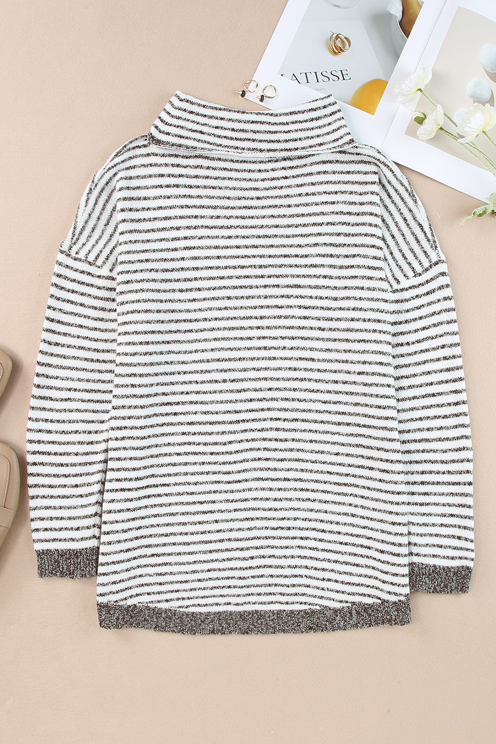 Striped Turtleneck Loose Sweater