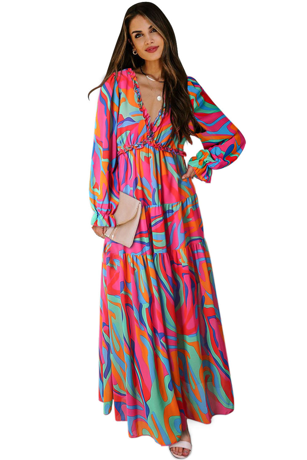 Wild Lotus Ruffle Tiered Maxi Dress