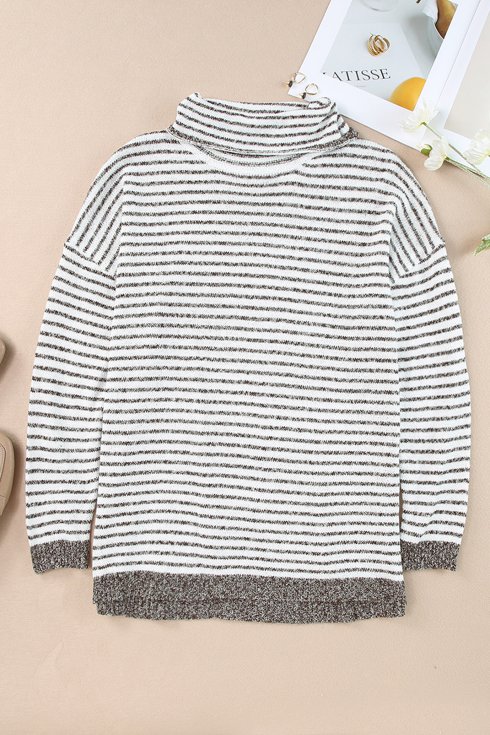 Striped Turtleneck Loose Sweater