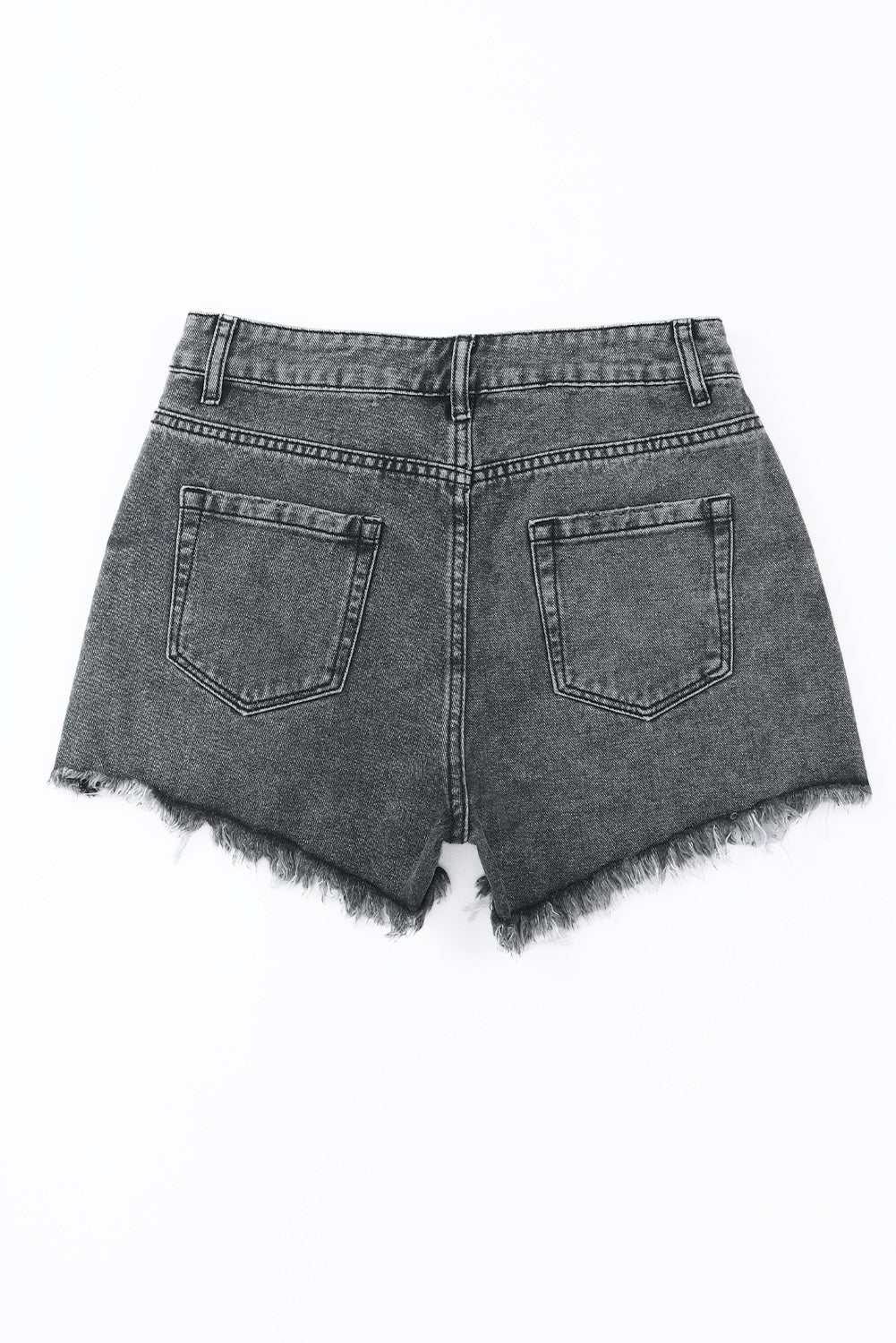 High Rise Crossover Waist Denim Shorts