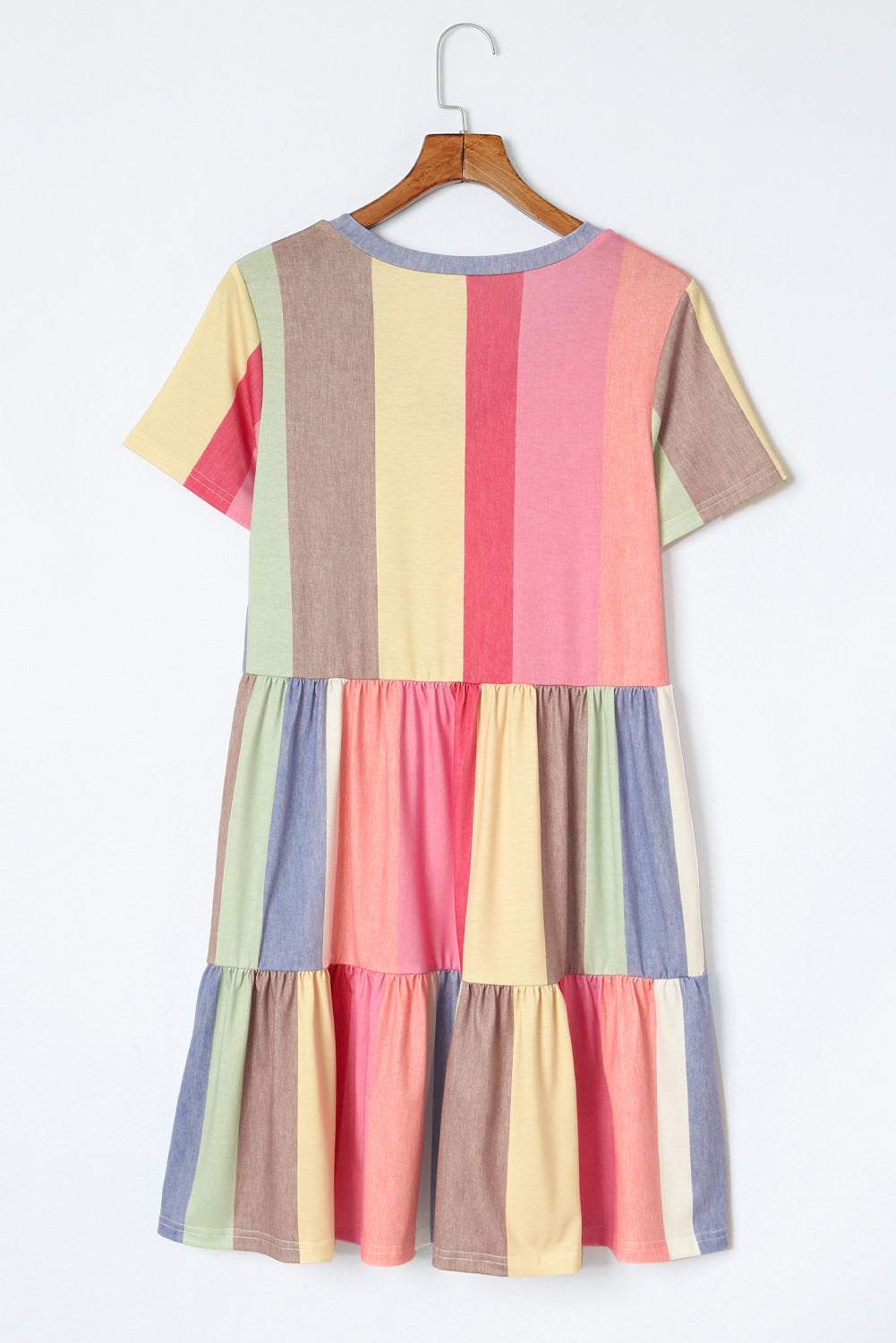 Multicolor Striped Color Block Tiered Mini Dress