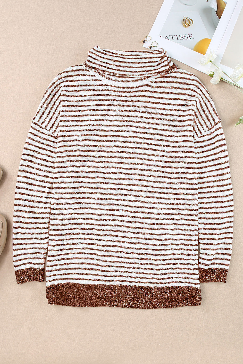 Striped Turtleneck Loose Sweater