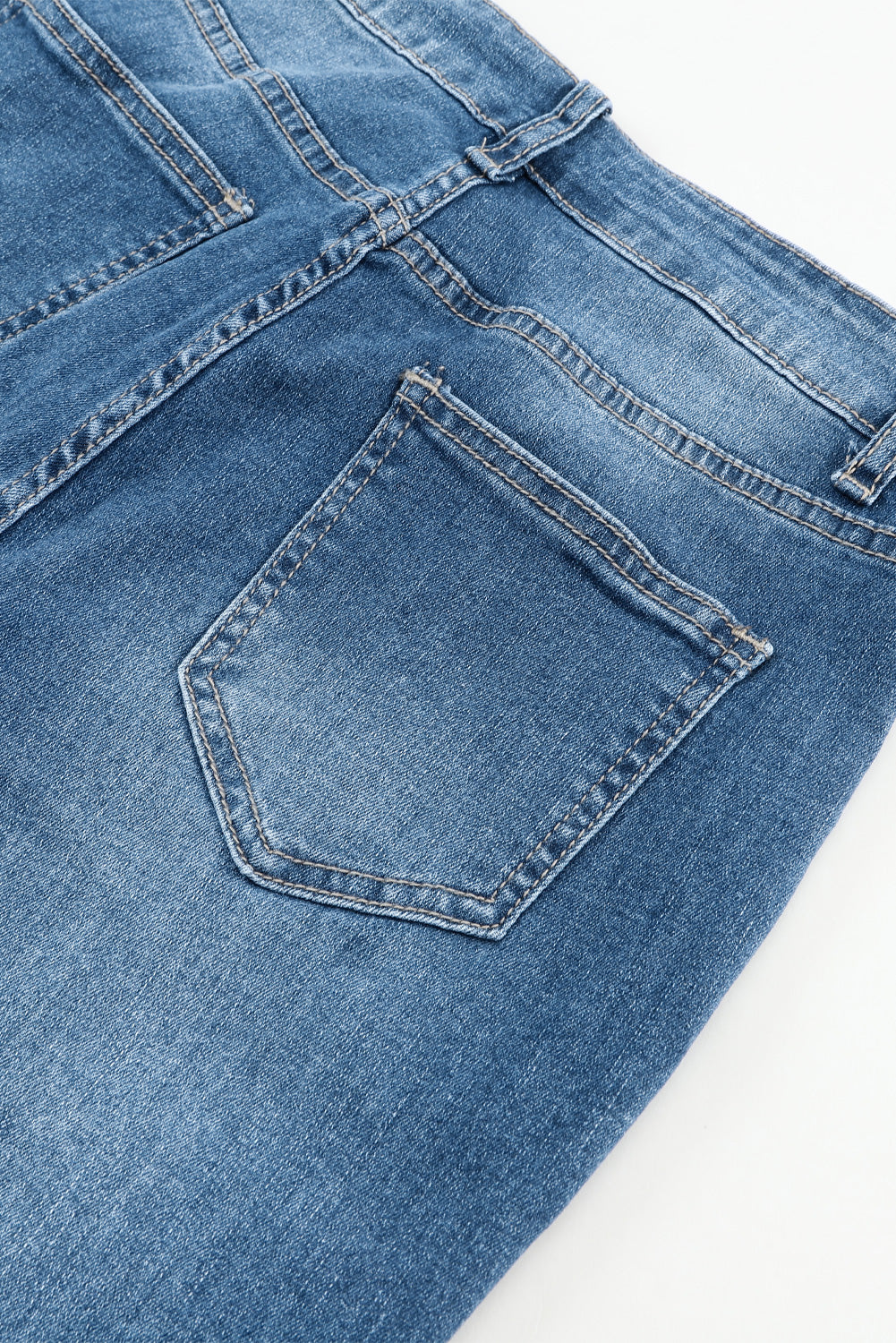 High Waist Seam Stitching Pocket Flare Jeans