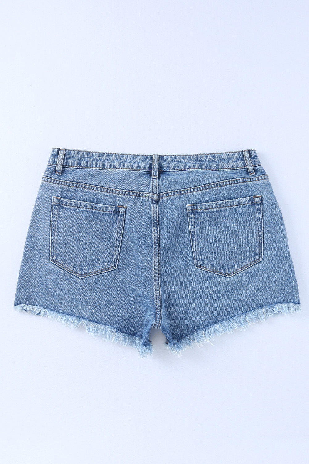 High Rise Crossover Waist Denim Shorts