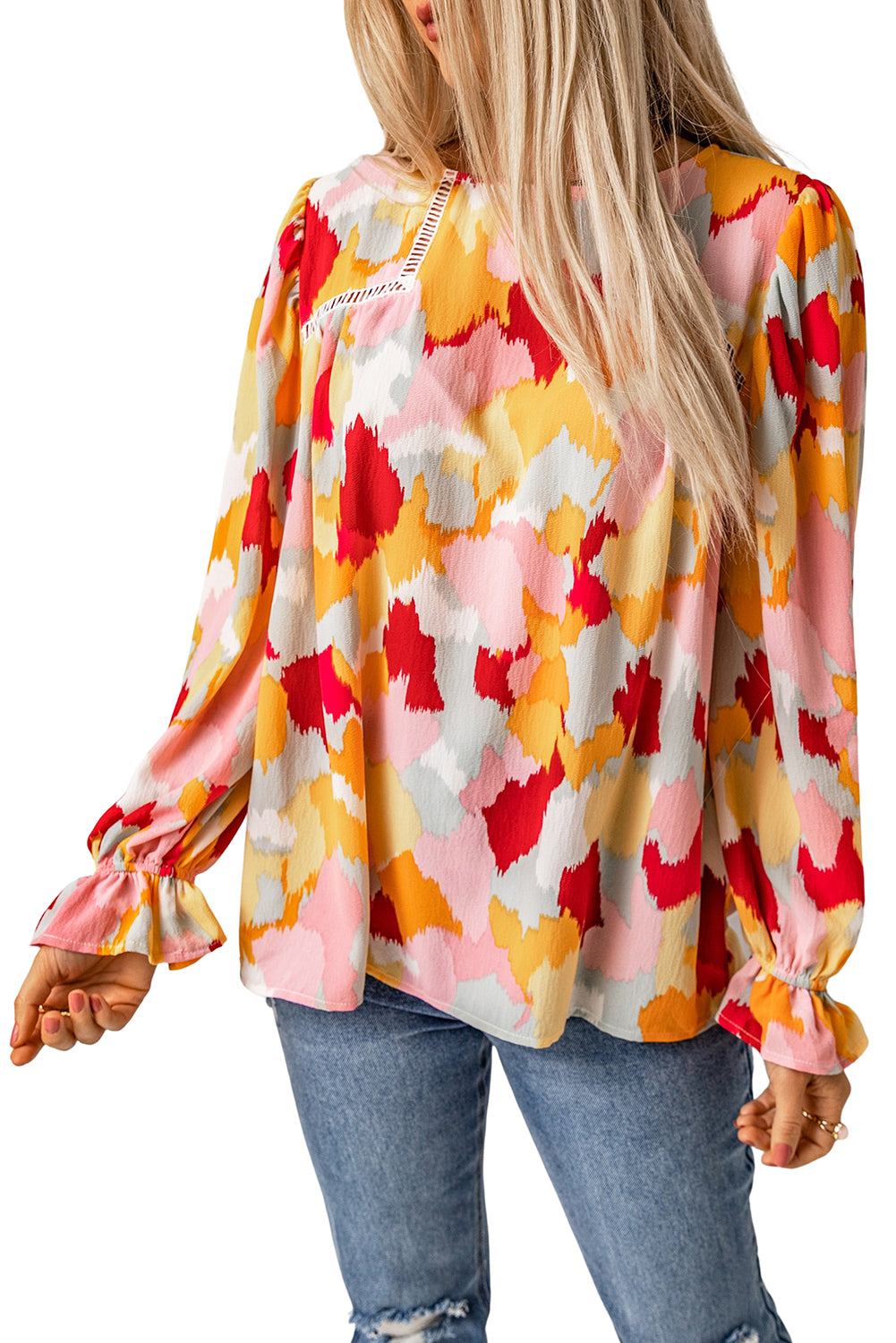 Multicolor Abstract Printed Long Sleeve Blouse