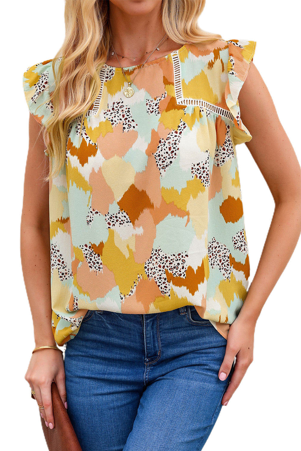 Multicolor Abstract Printed Long Sleeve Blouse