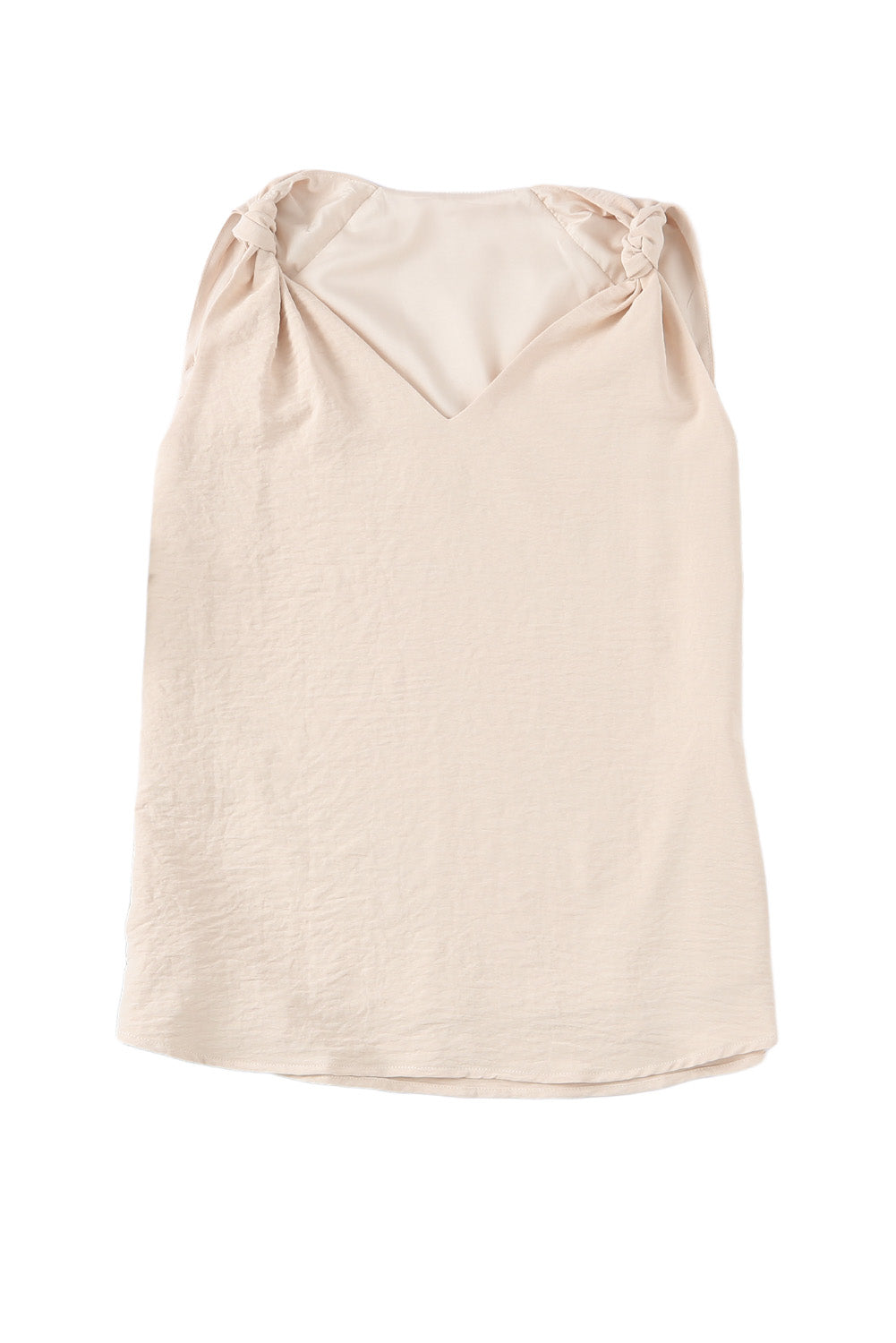 Apricot V Neck Knotted Shoulder Vest