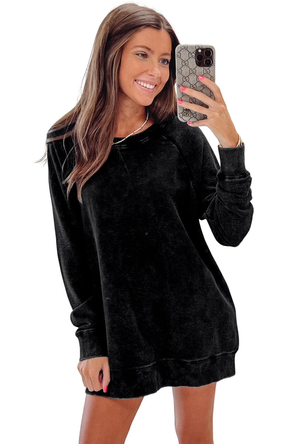 Black Mineral Wash Oversized Pullover Sweatshirt