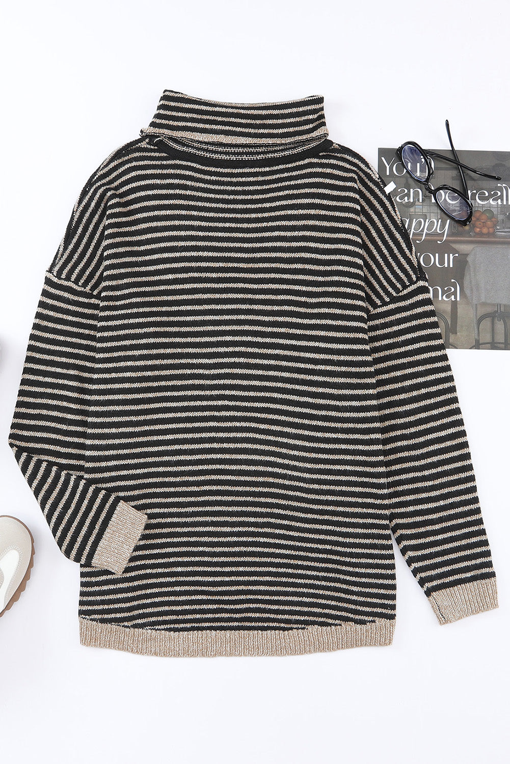 Striped Turtleneck Loose Sweater