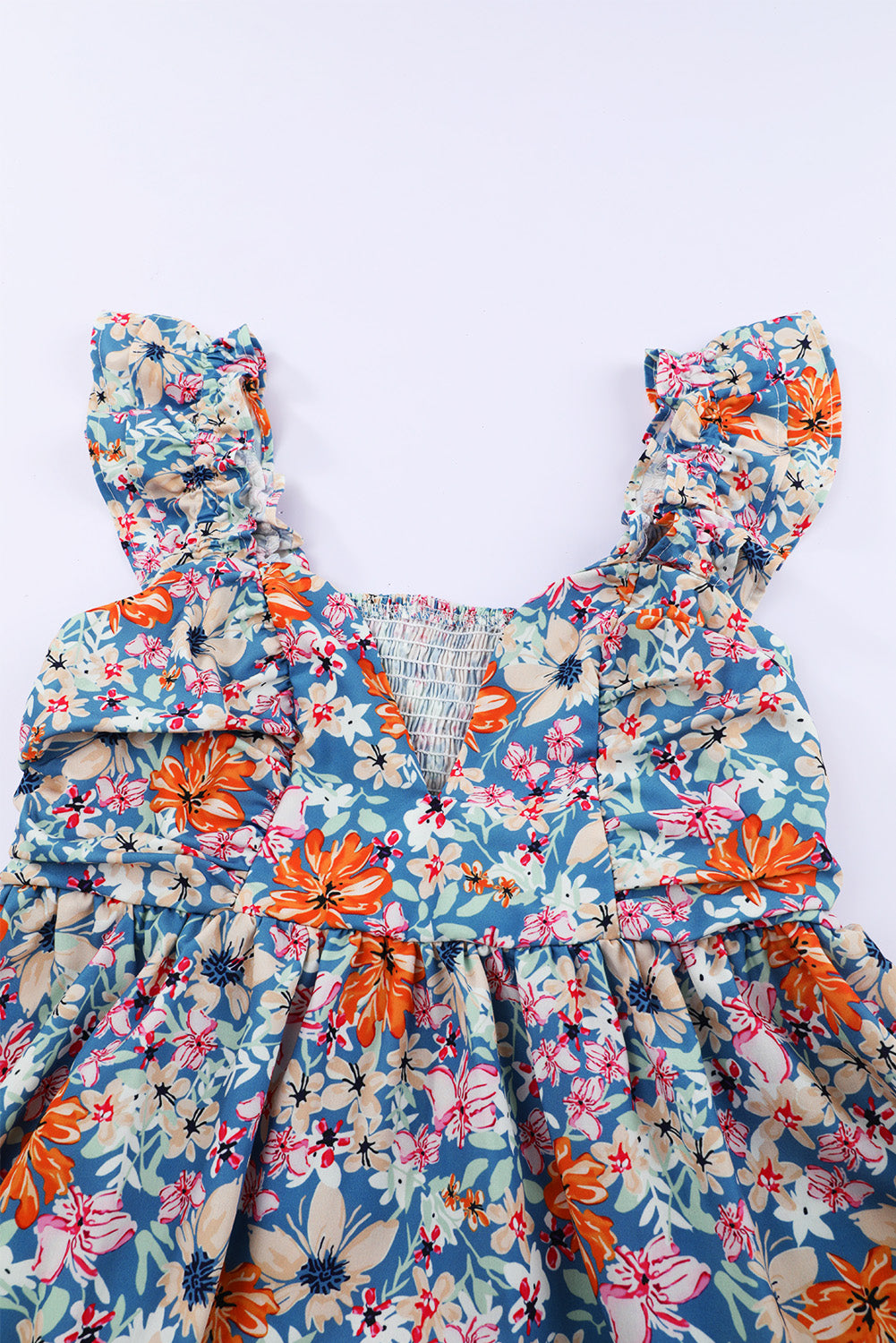 Multicolor Floral Ruffle Straps Sweetheart Peplum Tank, Dress or Shorts