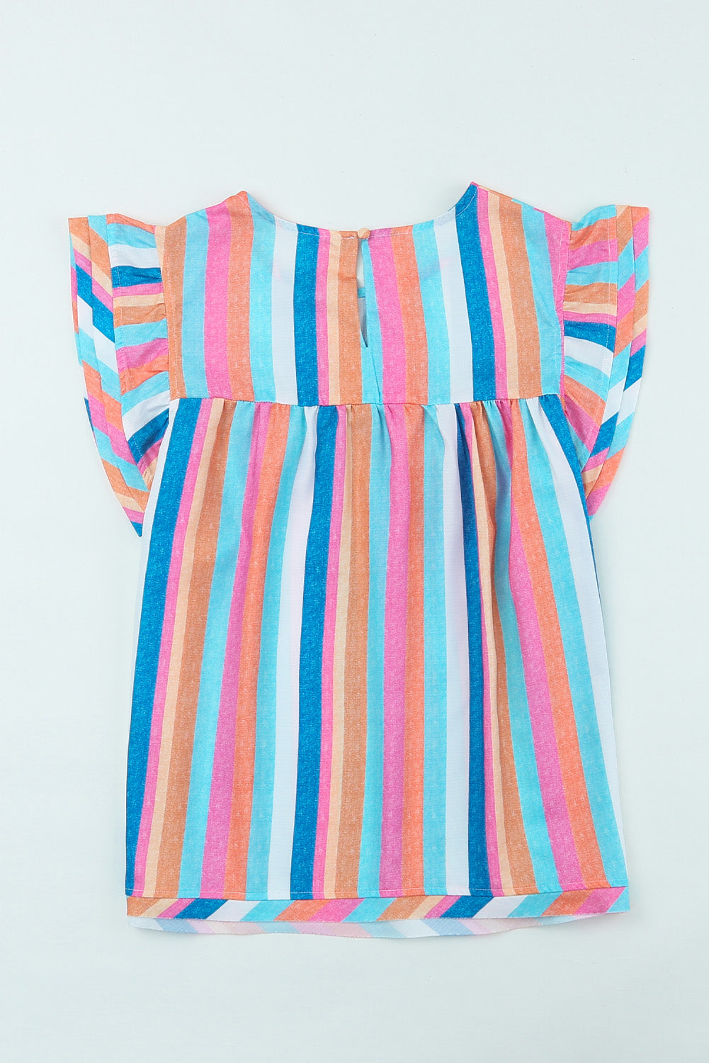 Multicolor Striped Tiered Ruffle Cap Sleeve Top