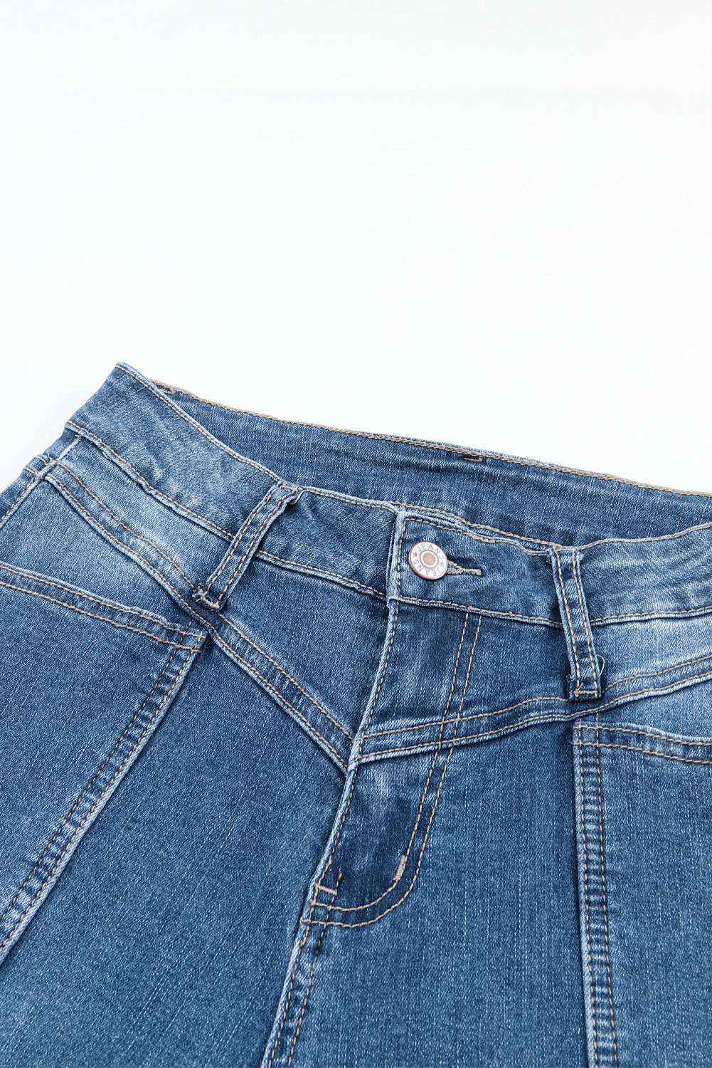 High Waist Seam Stitching Pocket Flare Jeans