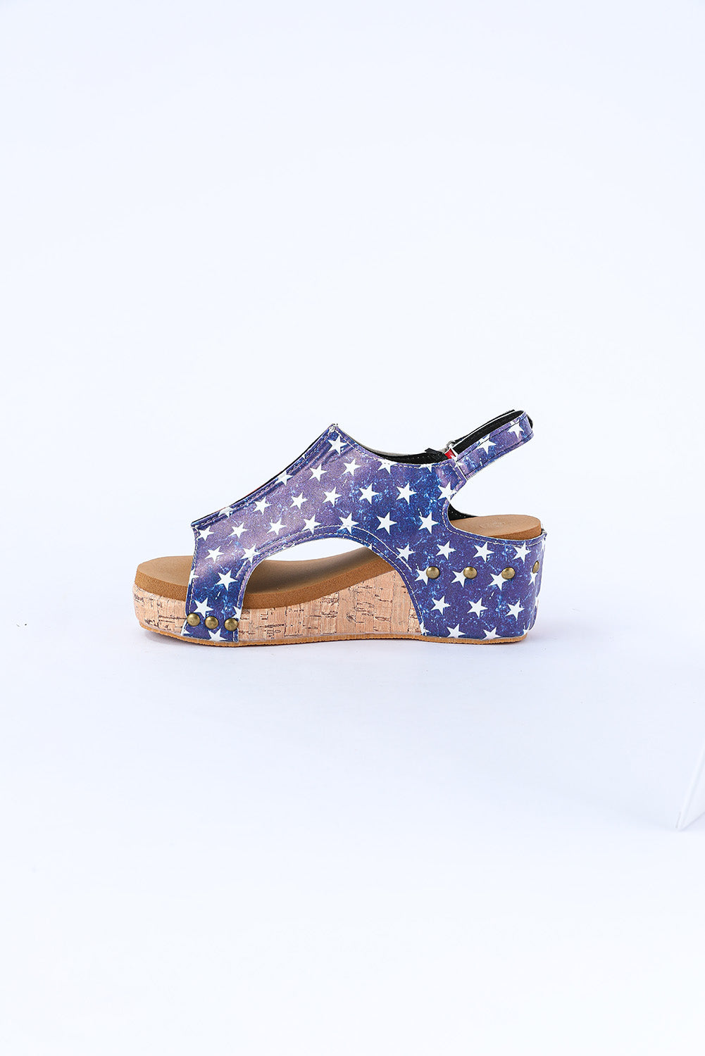 Vintage Leather Stitching Studded Wedge Sandals